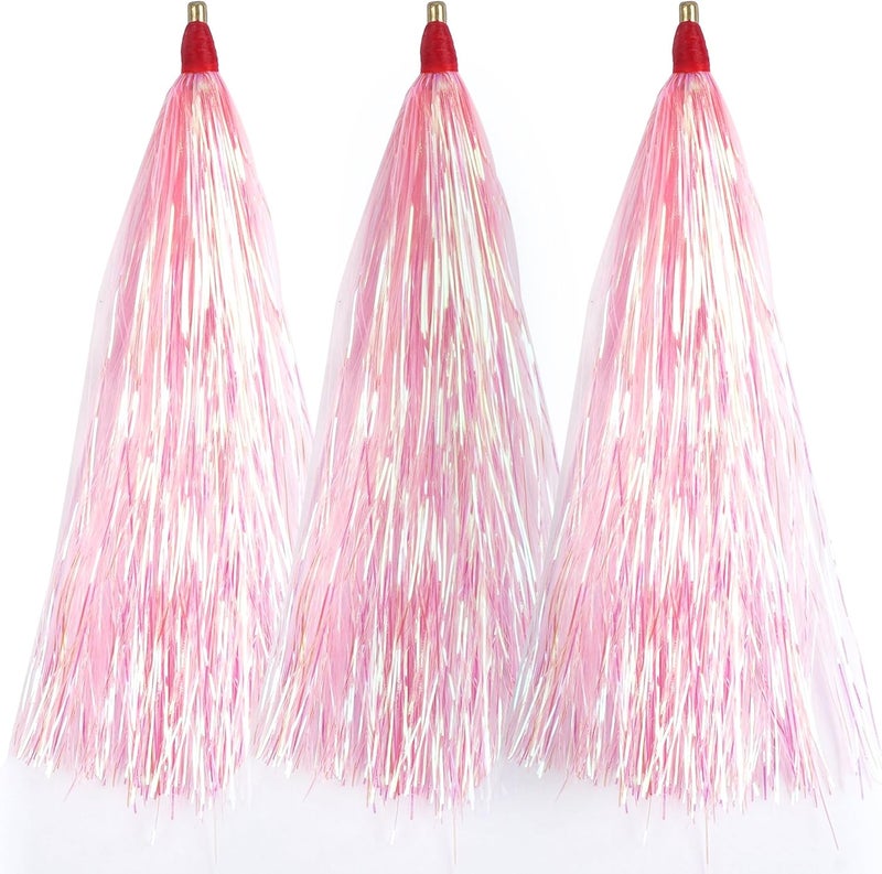 VATEICO Fishing Teasers,Bucktail Teaser Mylar Flash Teaser Tail Rigs Skirts Hair Flounder Fishing Lure Bait Rigs for Saltwater Freshwater - Image 1